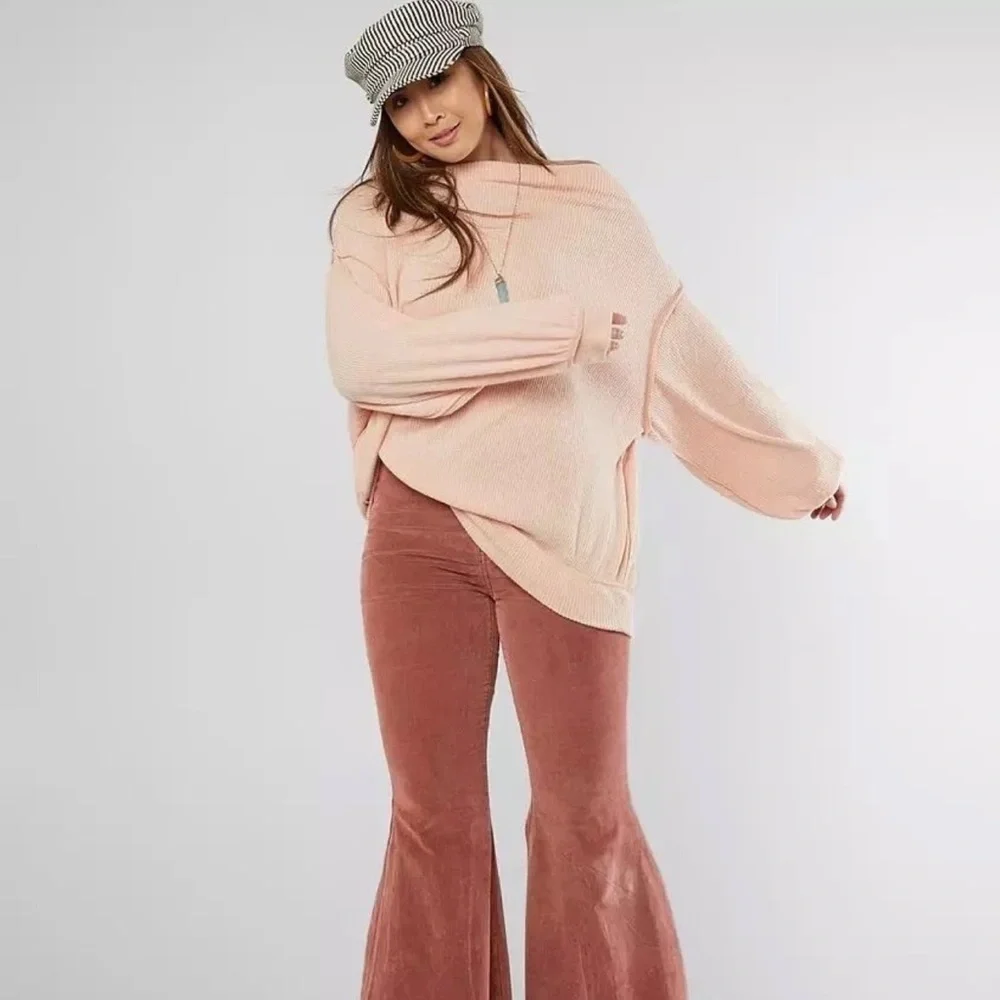 Free People Slouchy Main Squeeze Hacci Top- Nectar